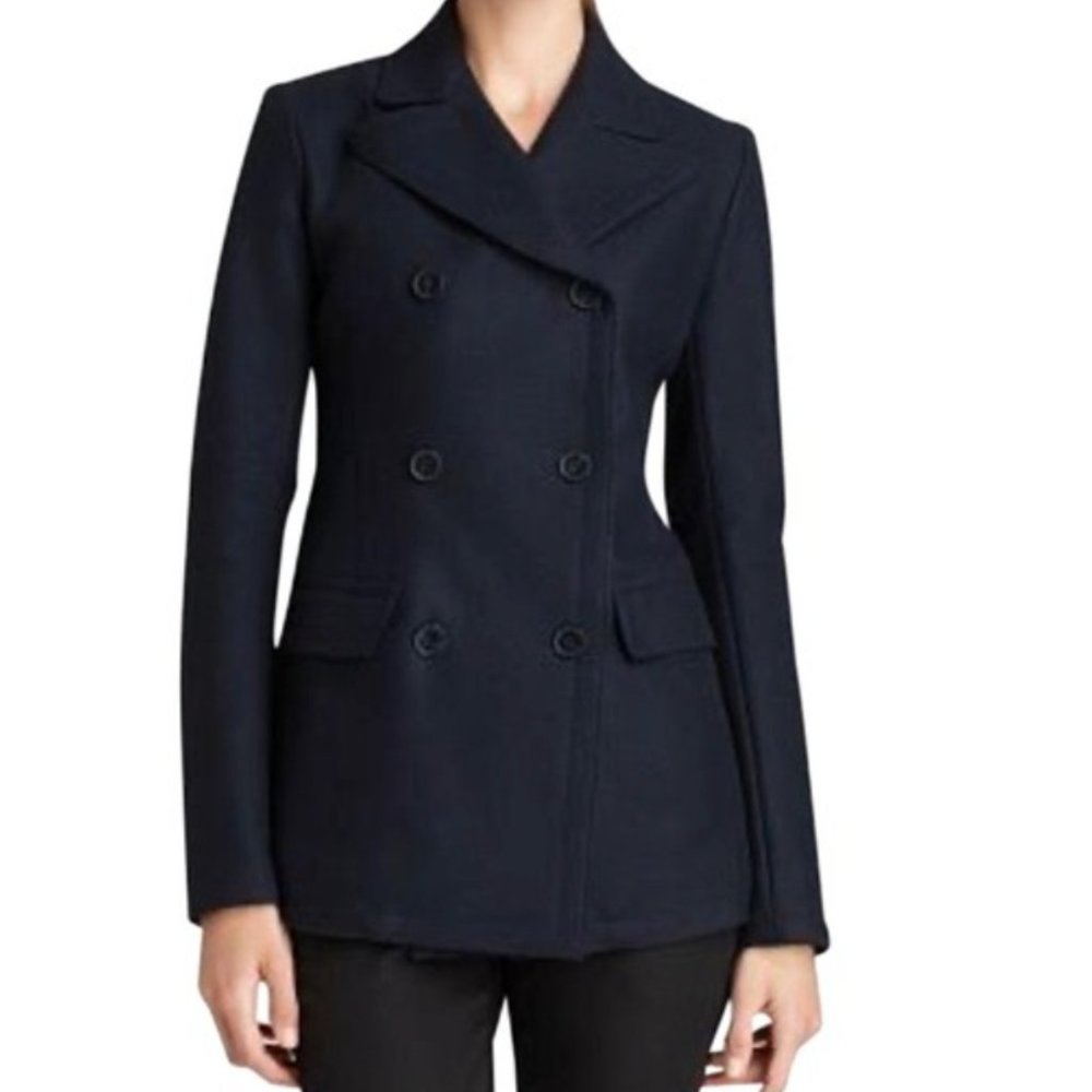Theory Classic Black Pea Coat - Small